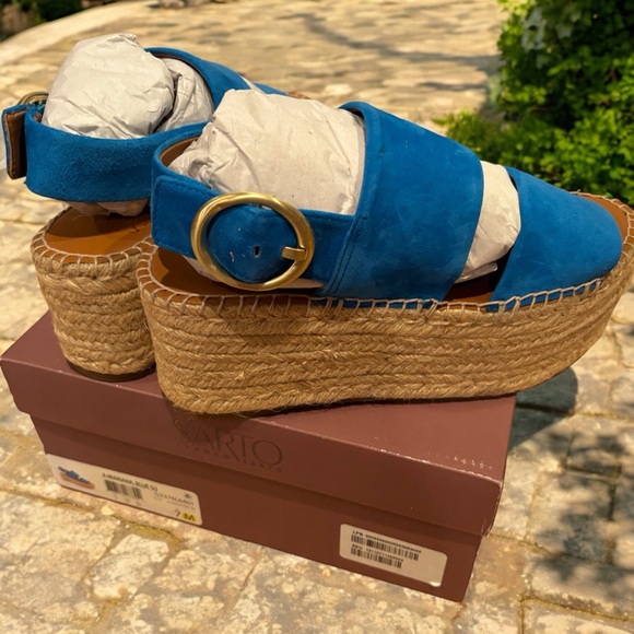 SARTO MARIANA BLUE SUEDE BUCKLE ESPADRILLE NO OFFERS - Picture 2 of 10